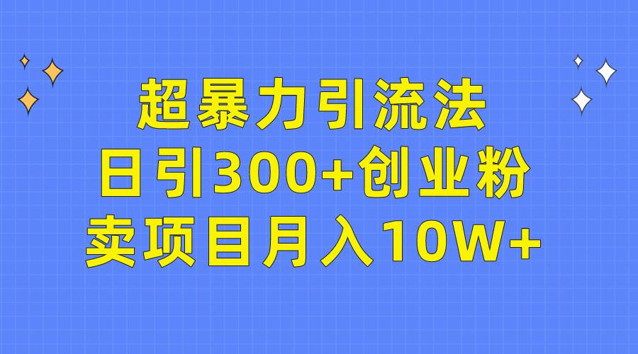 超暴力引流法，日引300+创业粉，卖项目月入10W+-聚英社副业网