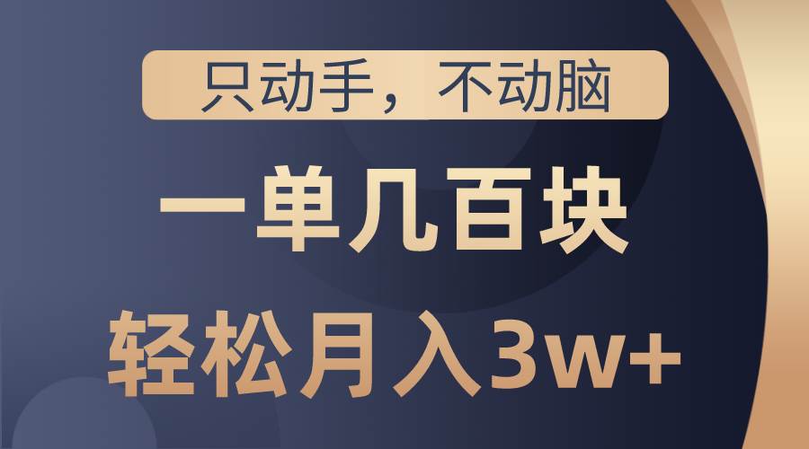 只动手不动脑，一单几百块，轻松月入3w+，看完就能直接操作，详细教程-聚英社副业网