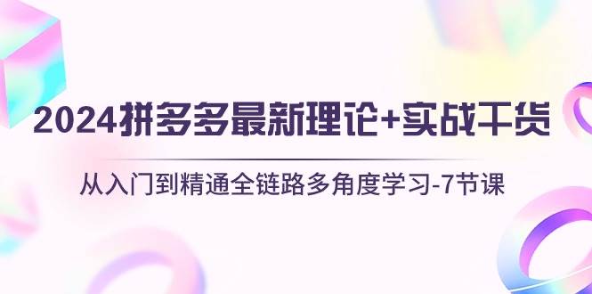 2024拼多多 最新理论+实战干货，从入门到精通全链路多角度学习-7节课-聚英社副业网