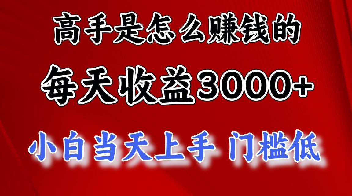 高手是怎么赚钱的，一天收益3000+ 这是穷人逆风翻盘的一个项目，非常…-聚英社副业网