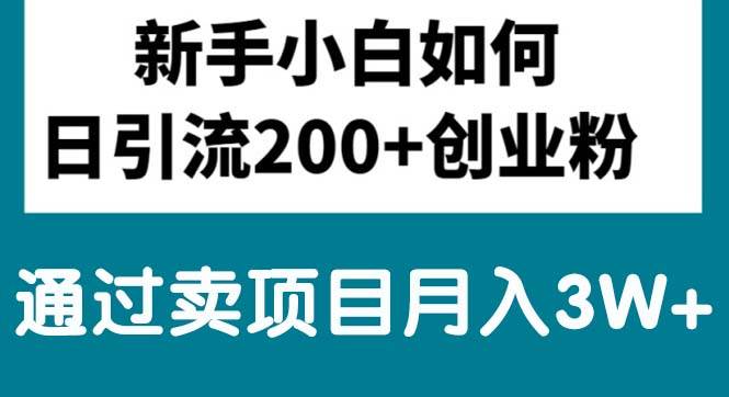 新手小白日引流200+创业粉,通过卖项目月入3W+-聚英社副业网