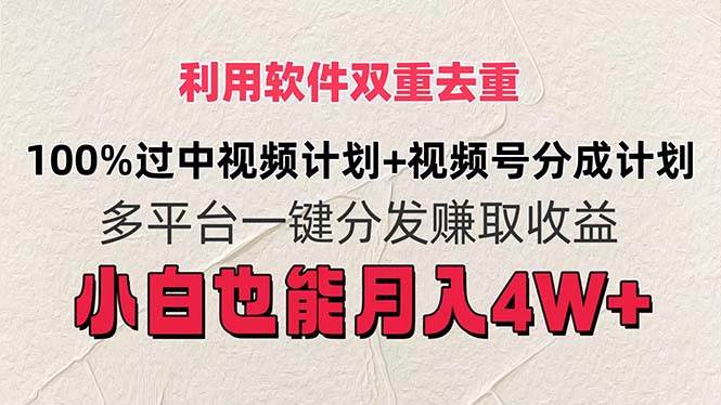 利用软件双重去重，100%过中视频+视频号分成计划小白也可以月入4W+-聚英社副业网