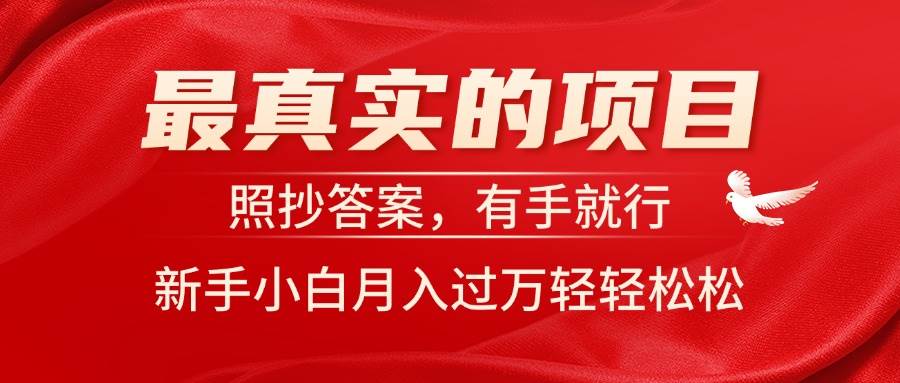 最真实的项目，照抄答案，有手就行，新手小白月入过万轻轻松松-聚英社副业网