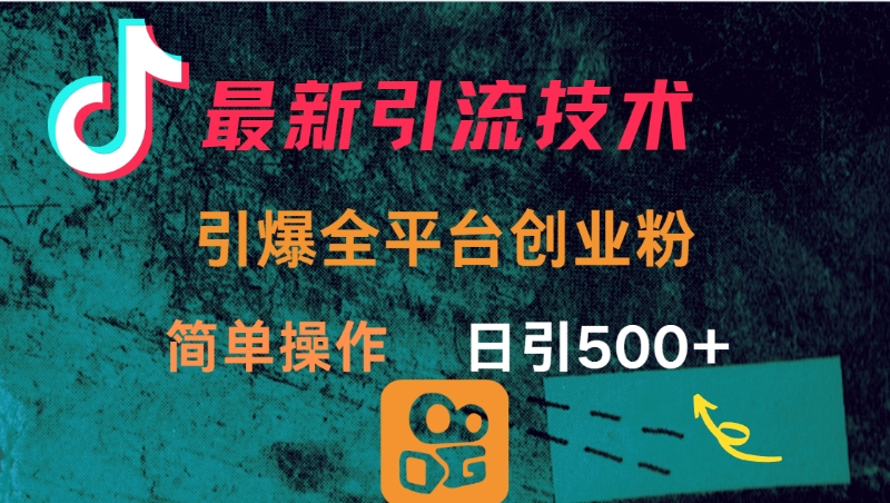 最新引流方法，引爆全平台创业粉操作简单，日引300＋-聚英社副业网